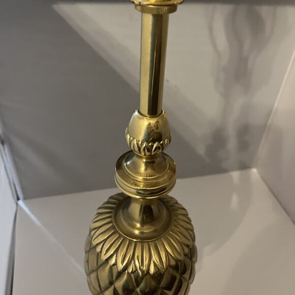 EX LARGE PINEAPPLE LAMP 1970 BRASS BRONZE MID CENTURY REGENCY HOLLYWOOD 2 Avail - Picture 7 of 16
